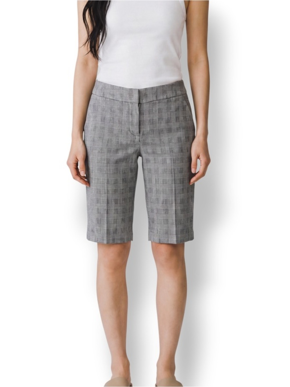 4/$20 Zinc Black White Glen Plaid Bermuda Shorts Women’s Size M Career Preppy